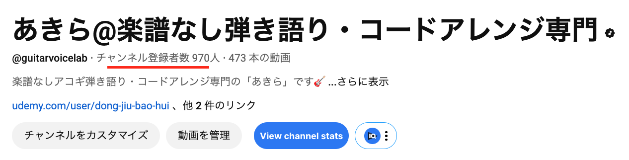 チャンネル登録者数970
